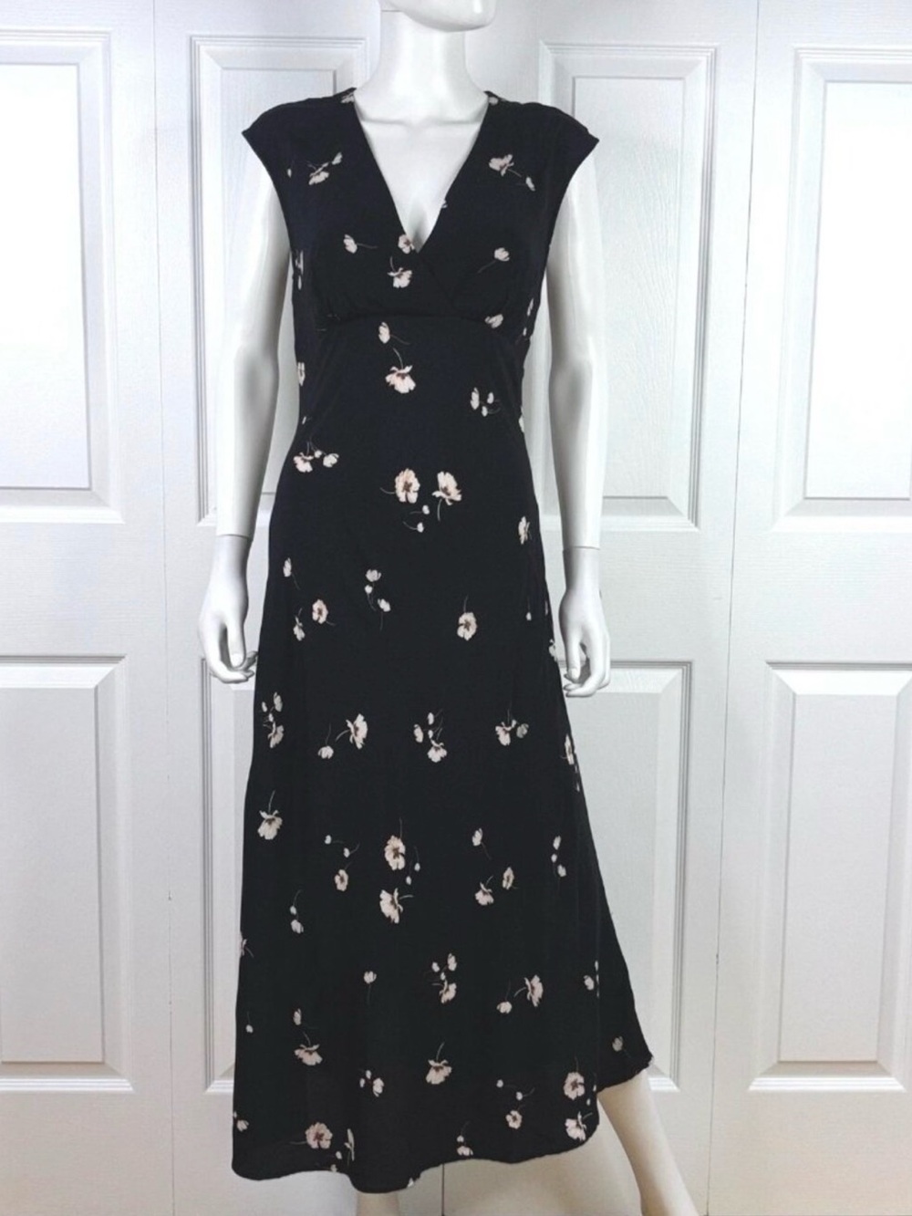 Dynamite Black Maxi Dress with Pale Pink Floral Print
